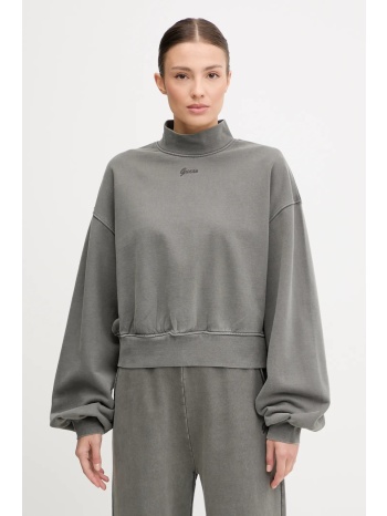 βαμβακερή μπλούζα guess misty γυναικεία, χρώμα γκρι