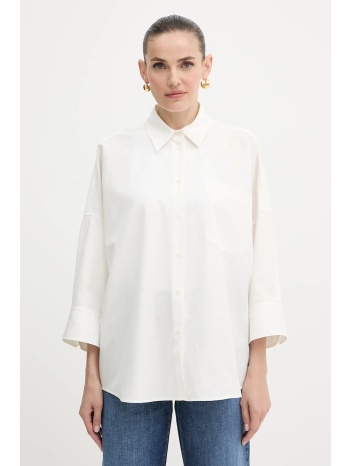 βαμβακερό πουκάμισο weekend max mara zavorra χρώμα μπεζ