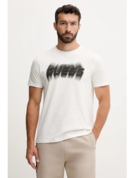 βαμβακερό μπλουζάκι guess ascanio ανδρικό, χρώμα: μπεζ, z5yi12 i3z14 100% βαμβάκι