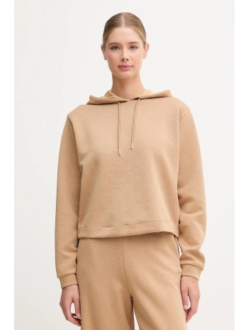 μπλούζα guess peony χρώμα μπεζ, με κουκούλα, v5yq04 kbsl2