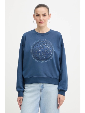 μπλούζα guess 4g χρώμα μπλε, w5yq07 kb681 60% βαμβάκι, 40%