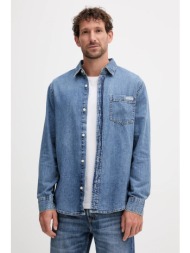 τζιν πουκάμισο calvin klein jeans ανδρικό, χρώμα: μπλε, lv040em774 100% βαμβάκι
