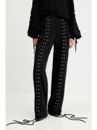 βαμβακερό παντελόνι rotate χρώμα: μαύρο, 114389100 100% οργανικό βαμβάκι