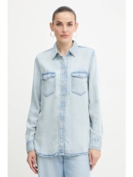 πουκάμισο guess western χρώμα: μπλε, w5yh33 d4n61 100% lyocell