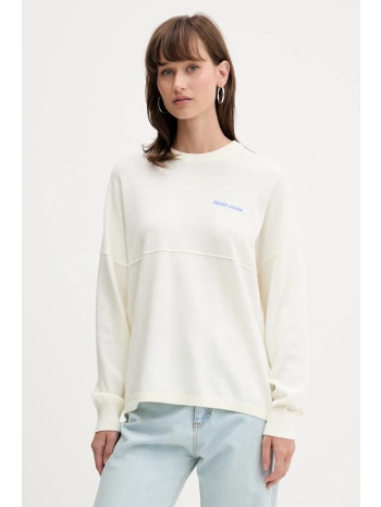 βαμβακερό πουλόβερ guess jeans χρώμα μπεζ, w5yr34 z3hm1