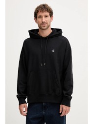 μπλούζα calvin klein jeans χρώμα: μαύρο, με κουκούλα, lv04rc278g 86% βαμβάκι, 14% πολυεστέρας