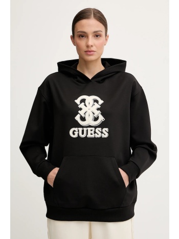 μπλούζα guess carmen χρώμα μαύρο, με κουκούλα, v5yq01