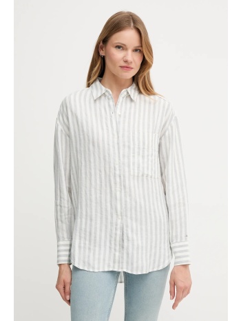 πουκάμισο από λινό tommy hilfiger χρώμα άσπρο, ww0ww46509