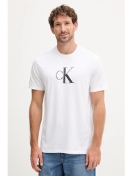 βαμβακερό μπλουζάκι calvin klein jeans ανδρικά, χρώμα: άσπρο, lv04rc857g 100% βαμβάκι