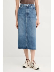 τζιν φούστα tommy hilfiger χρώμα: μπλε, ww0ww46503 100% lyocell