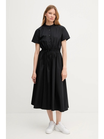 βαμβακερό φόρεμα tommy hilfiger χρώμα μαύρο, ww0ww45835