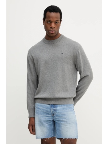 βαμβακερό πουλόβερ calvin klein jeans ανδρικό, χρώμα γκρι