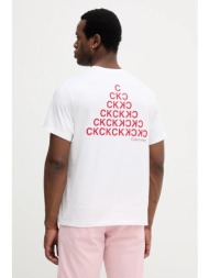 βαμβακερό μπλουζάκι calvin klein jeans ανδρικό, χρώμα: άσπρο, lv04rc825g 100% βαμβάκι