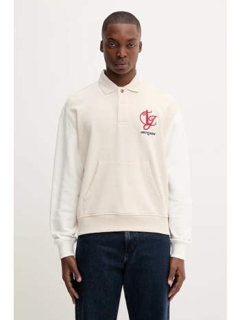 βαμβακερή μπλούζα tommy jeans χρώμα μπεζ, dm0dm21800 100%