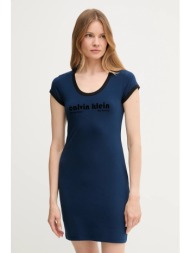 φόρεμα calvin klein jeans χρώμα: ναυτικό μπλε, lv047c259g 91% βαμβάκι, 9% ελαστάν