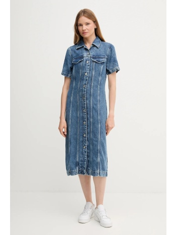 φόρεμα τζιν tommy hilfiger χρώμα μπλε, ww0ww46638 100%