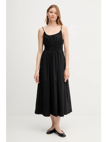 βαμβακερό φόρεμα tommy hilfiger χρώμα μαύρο, ww0ww45800