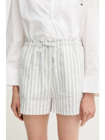 σορτς από λινό tommy hilfiger χρώμα άσπρο, ww0ww45773 100%