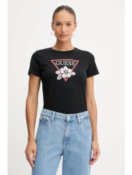 βαμβακερό μπλουζάκι guess χρώμα: μαύρο, w5yi38 i3z14 100% βαμβάκι