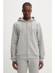 μπλούζα adidas originals essentials χρώμα: γκρι, με κουκούλα, jy6167 κύριο υλικό: 70% βαμβάκι, 30% π