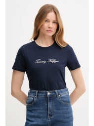 βαμβακερό μπλουζάκι tommy hilfiger χρώμα: ναυτικό μπλε, ww0ww47210 100% βαμβάκι