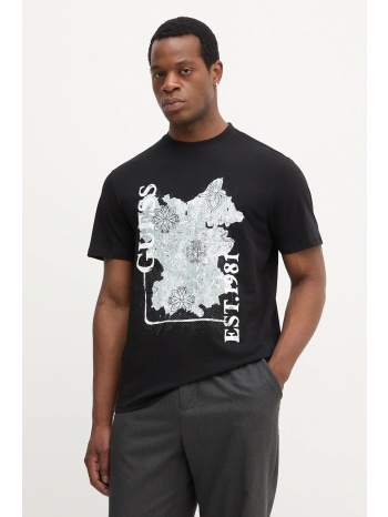 βαμβακερό μπλουζάκι guess ανδρικό, χρώμα μαύρο, m5yi12