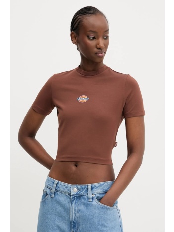 μπλουζάκι dickies χρώμα καφέ, dk0a4xpok471 95% βαμβάκι, 5%