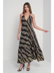 φόρεμα maxi με animal print στοιχεία - 4240057320