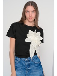 t-shirt με απλικέ γκοφρέ λουλούδι - 4244058520