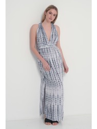 φόρεμα maxi tie-dye με μακριές λωρίδες - 4241018410