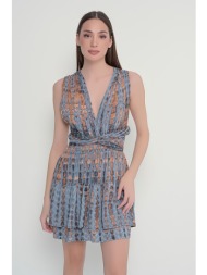 φόρεμα mini tie-dye με μακριές λωρίδες - 4241018522