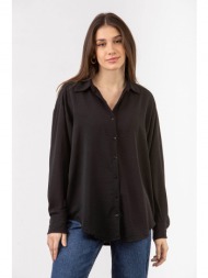 γυναικείο πουκάμισο σατινέ ματ μαυρο 19-103-020