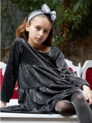 energiers φόρεμα ζακάρ μεταλιζέ με φραμπαλά για κορίτσι πολυχρωμο 16-123208-7