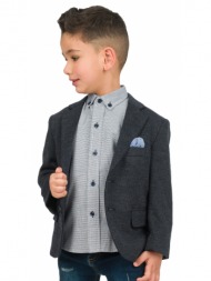 energiers μονόχρωμο σακάκι με δύο κουμπιά και μαντήλι για αγόρι.boutique collection μπλε 42-123170-1