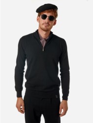 ανδρικη πλεκτη μπλουζα lupeto με φερμουαρ brokers black μαυρο 23519-301-951-black