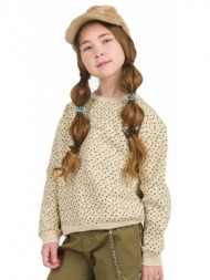 energiers μπλούζα φούτερ με πεσμένο ώμο εμπριμέ με κέντημα για κορίτσι μπεζ 16-123211-5