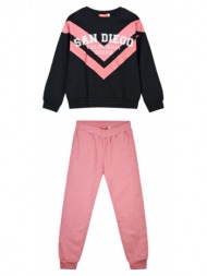 energiers φόρμα φούτερ σετ μπλούζα με τύπωμα και παντελόνι με λάστιχο για κορίτσι eco friendly ροζ 1