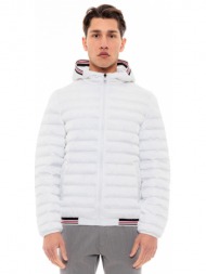 biston fashion ανδρικό μπουφάν με κουκούλα λευκο 49-201-022-010-m