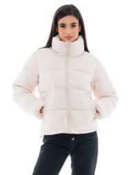 biston fashion γυναικείο κοντό μπουφάν με ψηλό γιακά εκρου 48-101-035-010-s