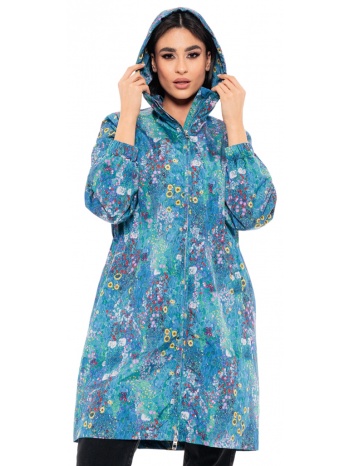 biston fashion γυναικείο πανωφόρι με κουκούλα μπλε σε προσφορά