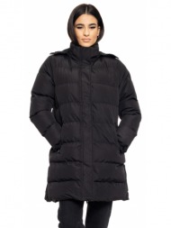 biston fashion γυναικείο μακρύ μπουφάν με αποσπώμενη κουκούλα μαυρο 50-101-007-010-s