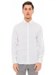 smart fashion ανδρικό λινό πουκάμισο λευκο 49-203-003-010-m