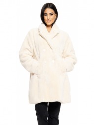 biston fashion γυναικείο demi πανωφόρι από συνθετική γούνα off white 50-101-050-010-s
