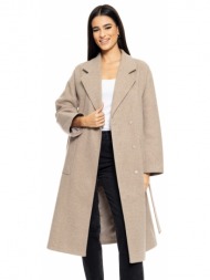 biston fashion γυναικείο μακρύ παλτό μπεζ 50-101-042-010-s