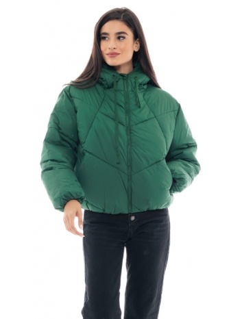 biston fashion γυναικείο κοντό μπουφάν πρασινο σε προσφορά
