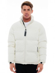 biston fashion ανδρικό κοντό μπουφάν με γιακά off white 48-201-027-010-m