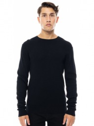 smart fashion ανδρική πλεκτή μπλούζα με στρογγυλό λαιμό μαυρο 48-206-046-010-m