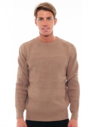 biston fashion ανδρική πλεκτή μπλούζα με στρογγυλό λαιμό μπεζ 48-206-025-010-m