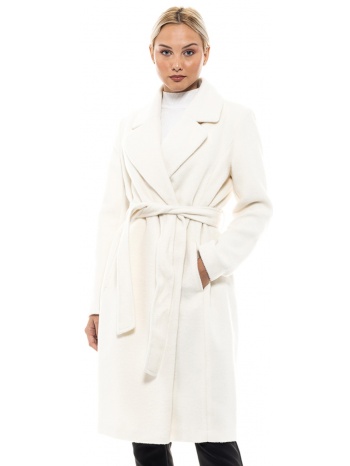 splendid fashion γυναικείο μακρύ παλτό off white σε προσφορά