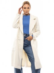 biston fashion γυναικείο μακρύ παλτό off white 46-101-008-010-s